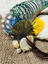 Load image into Gallery viewer, Handcrafted Feather, Pearl & Shell Hatpin – Unique Brooch / Scarf Pin | Handmade Gift from Australia