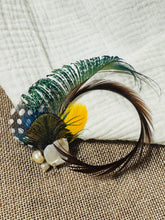 Load image into Gallery viewer, Handcrafted Feather, Pearl & Shell Hatpin – Unique Brooch / Scarf Pin | Handmade Gift from Australia