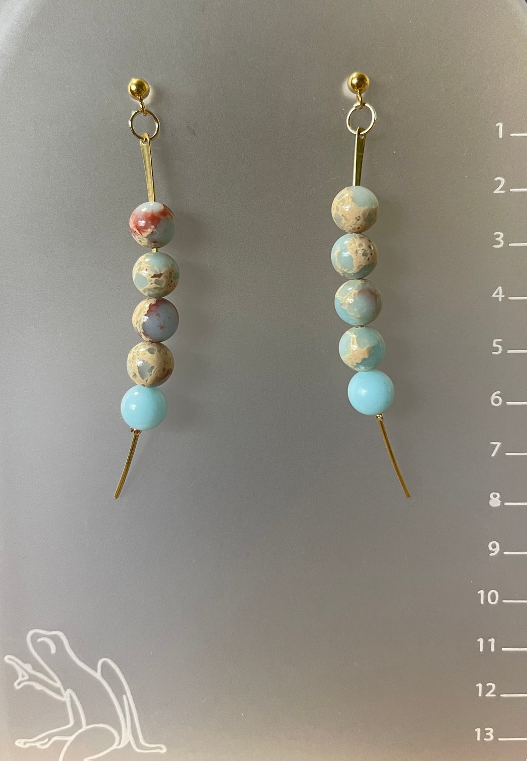 Blue snake, skin, Jasper earrings