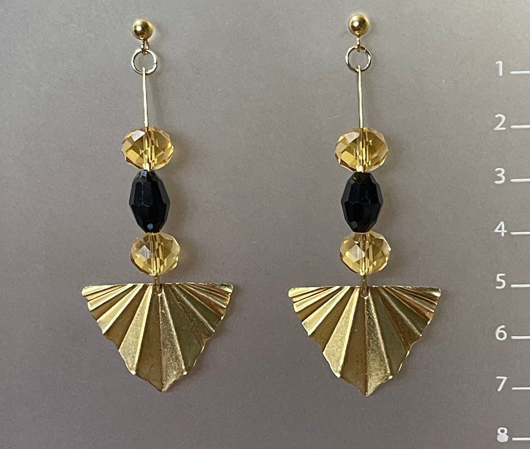 Brassi gold fans earrings