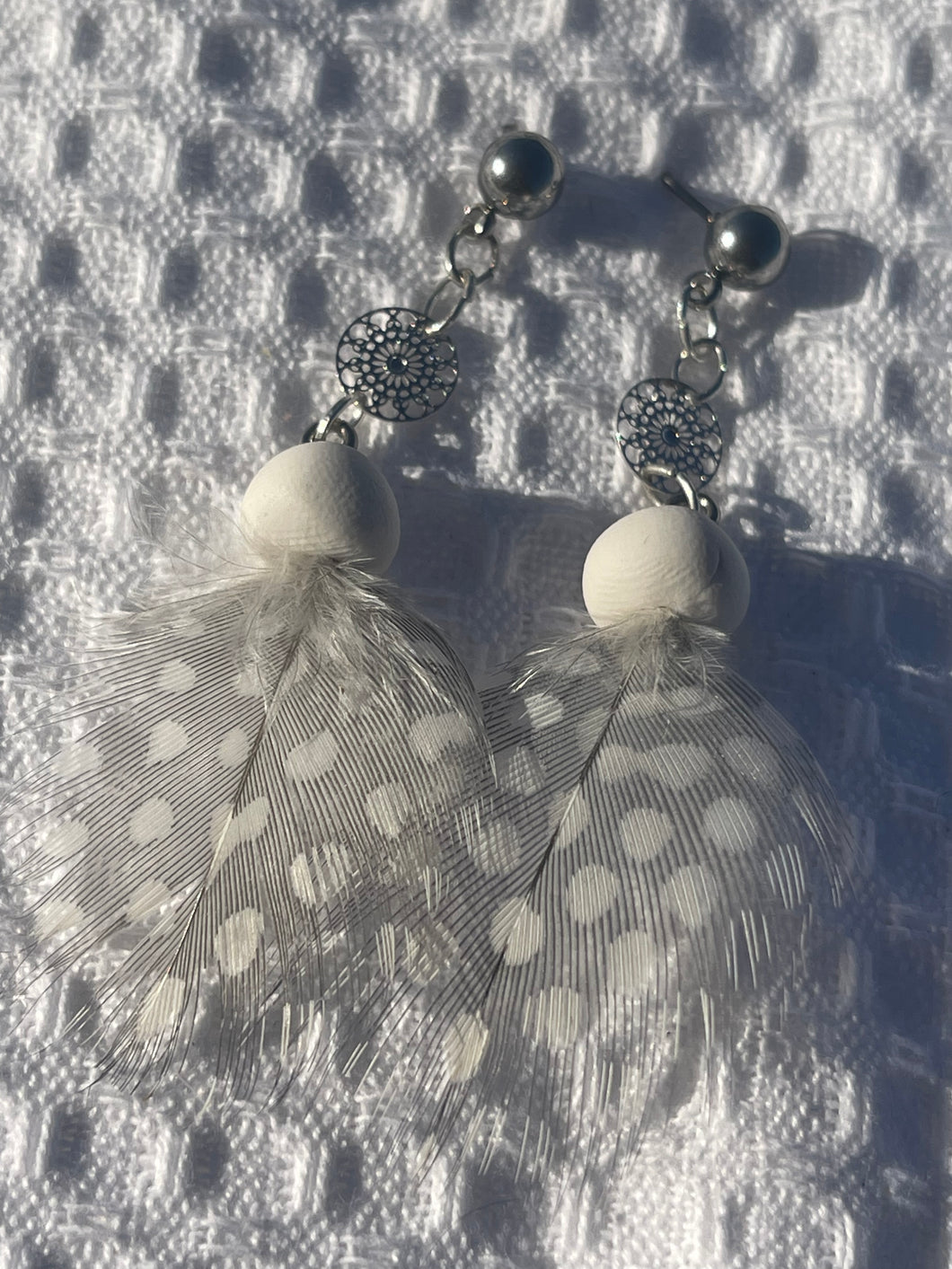 Guineafowl Feathered Earrings